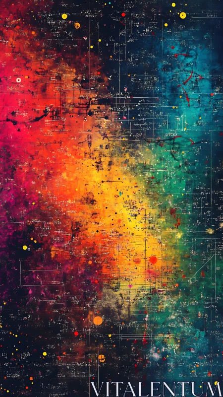 Nebula spectrum overlaid with abstract mathematical diagrams.