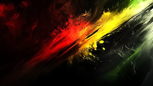 Radiant streaks of red, yellow, and green in bold motion.
