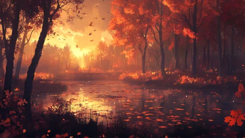 Immersive Wetland Wildfire with Atmospheric Light Diffusion.