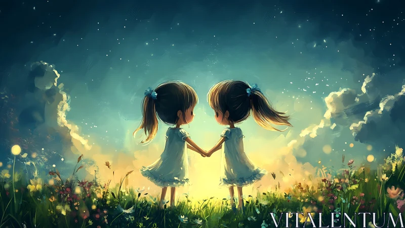 Twilight meadow of sisterly wonder and shared small dreams.