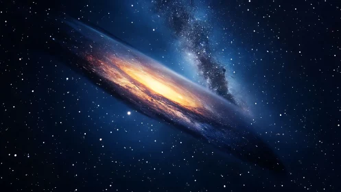 Elliptical star galaxy rendered as luminous cosmic disc