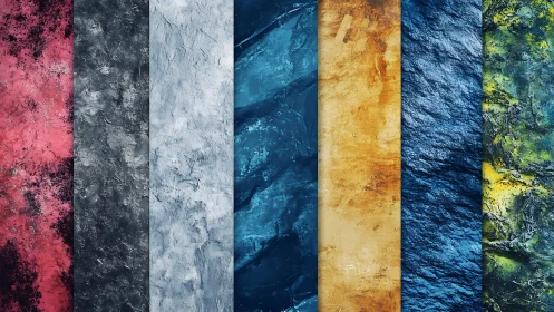 Textured color panels align in bold vertical gradient spectrum.