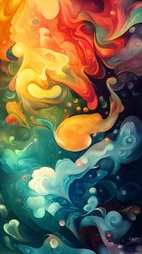 Vibrant swirling abstract color clouds in fluid motion.