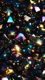 Multicolored faceted gems rendered with high specular lighting