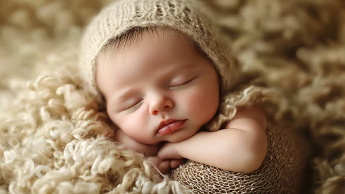 Slumber's Sweet Embrace: Newborn Dream in Cozy Comfort.