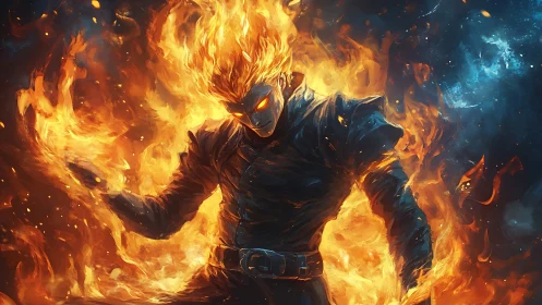 Inferno warlock strides through blazing elemental tempest.