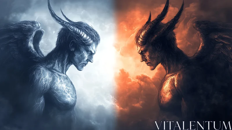 Dual elemental demons confront across luminous central divide