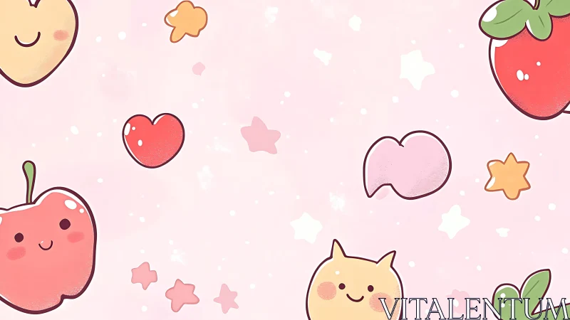 Blushing fruit friends drifting through bubblegum daydreams.