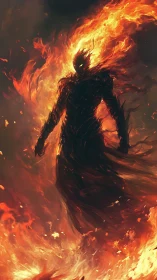 Fire elemental figure rising from swirling inferno flames.