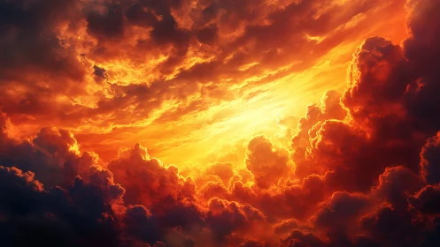 Sunlit cumulonimbus cloud field occupies the entire frame