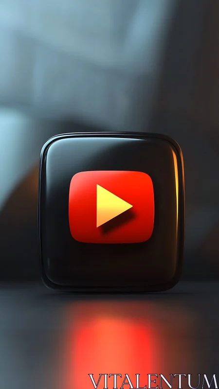Glossy 3D YouTube play icon rendered with soft studio lighting