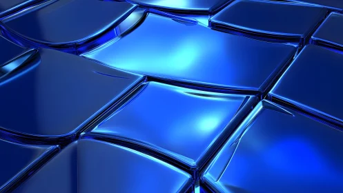 Abstract blue glass tiles with glossy, futuristic digital style.