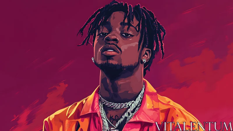 Bold digital portrait of confident man in vivid colors.