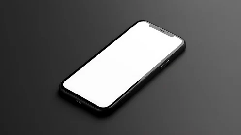 Modern Black Smartphone with Blank White Display