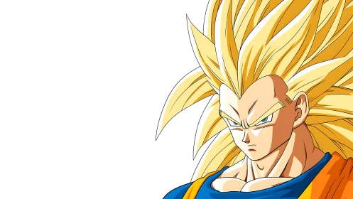 Bold anime warrior with golden energy and sharp focus.