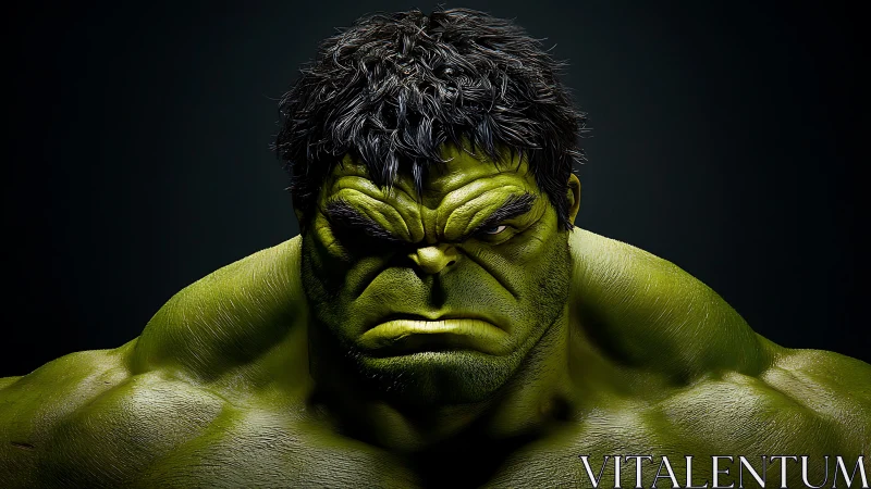 Hyperrealistic green mutant bust under dramatic studio lighting