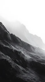 Silent mountain slopes fading gently into bright mist.