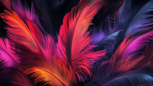 Digital render depicts overlapping multicolored feather structures