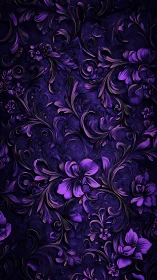 Purple floral relief pattern fills dark textured background