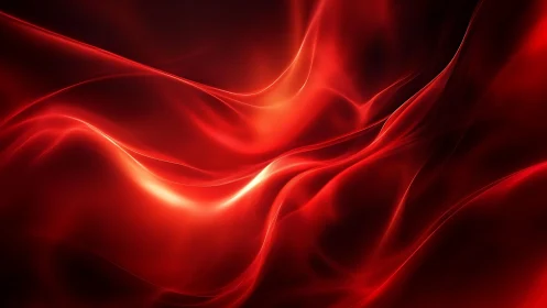 Vibrant red abstract waves with glowing highlights, digital art.