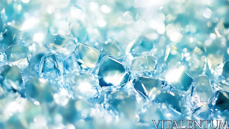 Macro optical study of illuminated blue crystalline ice field.