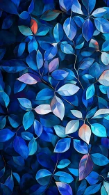 Blue foliage pattern glows with cool luminous highlights
