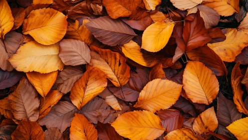 Autumn leaves cover ground in dense overlapping arrangement