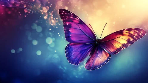 Luminous twilight butterfly gliding through prismatic dreams.