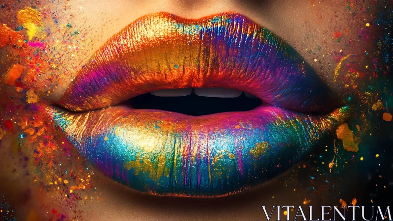 Radiant rainbow lips glow with bold metallic color