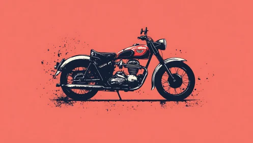 Vintage parallel-twin motorcycle rendered in stylized vector ink