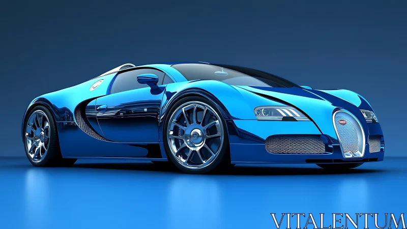 Sleek blue sports car radiates power and polished elegance