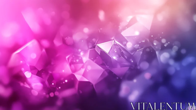 Abstract Crystal Shapes with Pink and Purple Bokeh Glow.