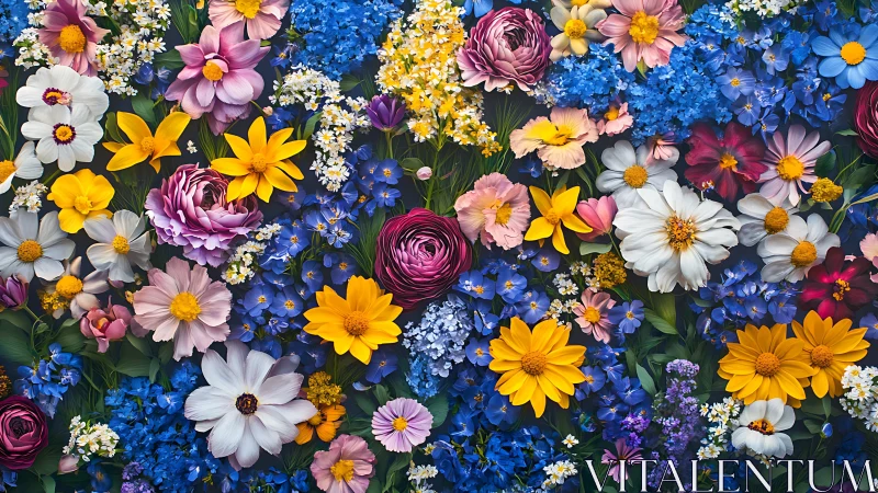 Densely Layered Polychromatic Floral Arrangement with Hydrangea and Dahlia Specimens