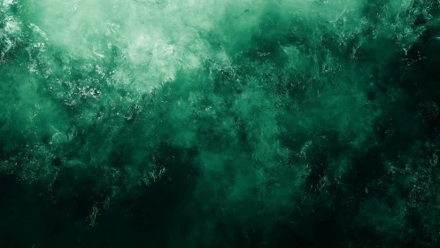 Emerald abstract cloud texture with deep swirling shadows.