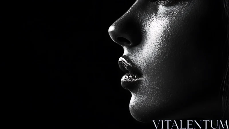 Luminous profile portrait bathed in dramatic silver light.