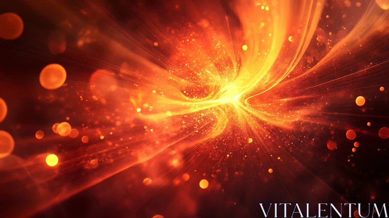 Explosive Golden Light Burst With Radiant Particle Energy.