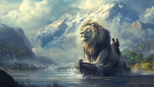 Colossal feline specimen positioned upon wooden vessel.