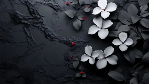 White Flowers Against Dark Textured Background