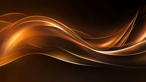 Parametric copper lightwave ribbons in dark negative space.