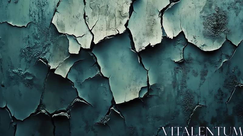Peeling Turquoise Paint Texture on Aged Wall, Grunge Style.