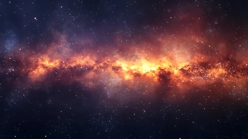 Galactic plane panorama with dense stellar dust lane and nebulae