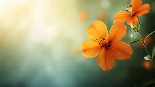 Orange Flowers Backlit by Soft Diffused Light.