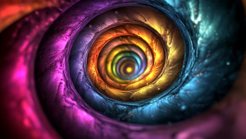 Spiral tunnel shows layered, multicolored concentric rings
