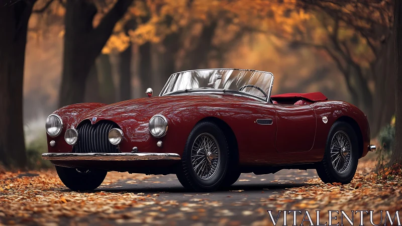 Classic red roadster captured with shallow depth and warm bokeh