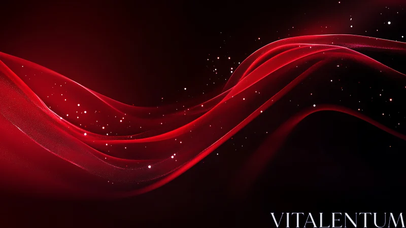 Crimson light ribbons glide through a star scattered void