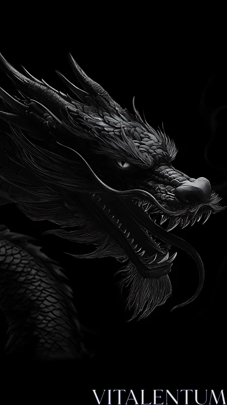 Midnight dragon exhales silence through obsidian fangs