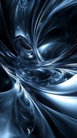 Liquid silver currents swirling through deep midnight space.