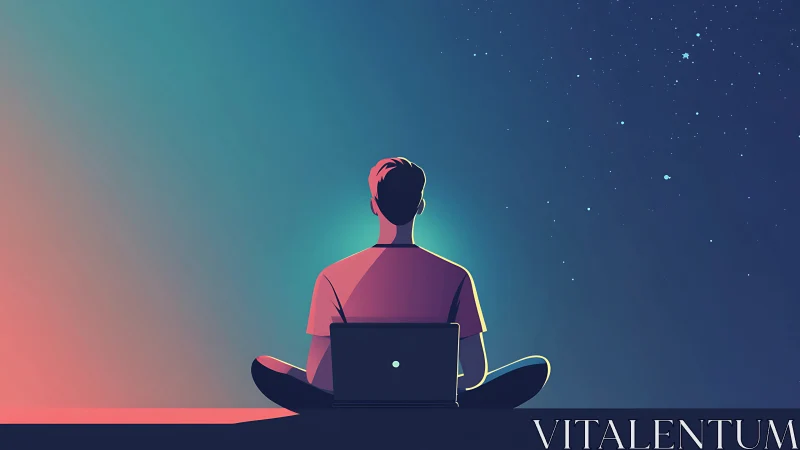 Quiet night of coding and stargazing under a dreamy sky.