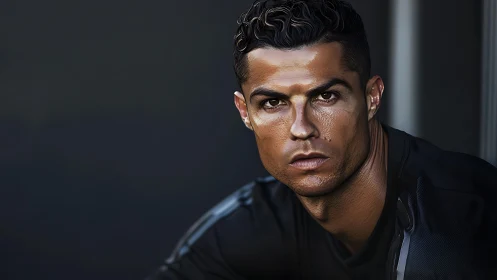 Steel-gazed athlete in slick stylized portrait study.