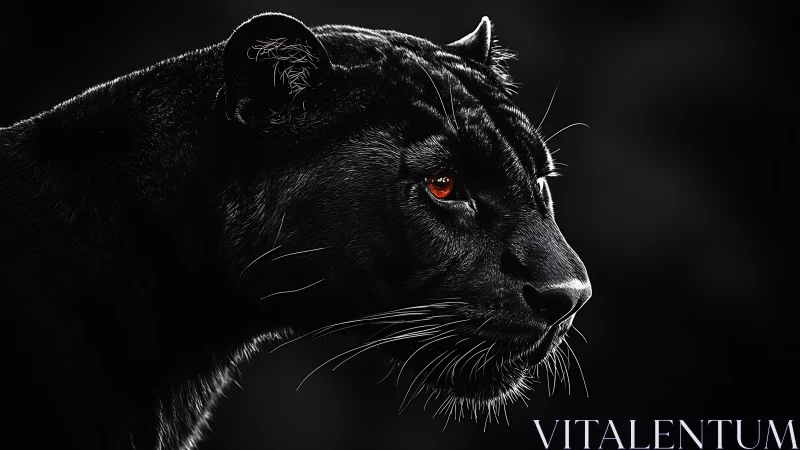 Black panther profile rendered with high contrast light technique against dark background.